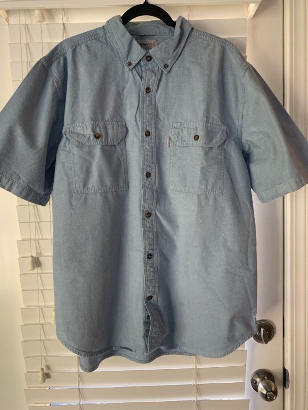 Carhartt Mens Relaxed Fit Button Up Short Sleeve SHIRT SZ XL Chambray Gorpcore